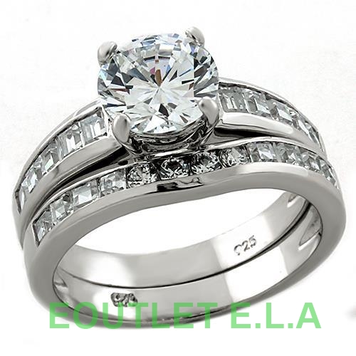 3.11CT ELEGANT CZ SOLID SILVER WEDDING SET-size 10